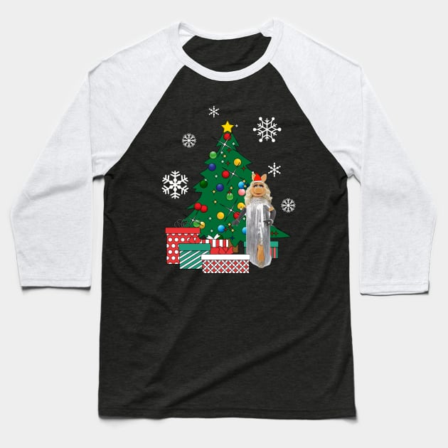 Miss Piggy Around The Christmas Tree Muppets Baseball T-Shirt by Nova5